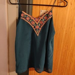 Embroidered spaghetti top